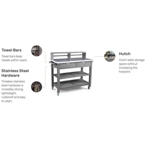 Afuera Living Traditional Wood Potting Bench with Steel Top Grey