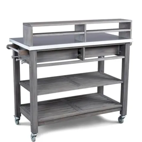 Afuera Living Traditional Wood Potting Bench with Steel Top Grey