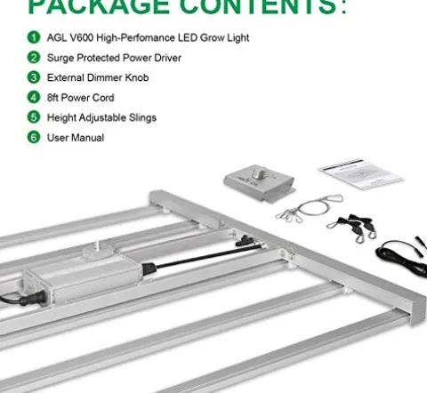 AGL V6-Pro Full Spectrum LED Grow Light for Hydroponics