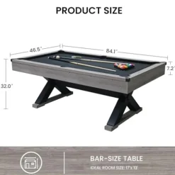AiAigpt 84 Inch Pool Table Set with Billiard Accessories Rustic Grey