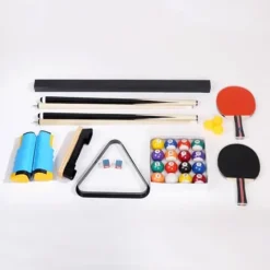 AiAigpt Premium 5.5 Ft Pool Table Green Velvet Cloth MDF Black+Blue