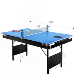 AiAigpt Premium 5.5 Ft Pool Table Green Velvet Cloth MDF Black+Blue