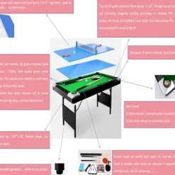 AiAigpt Premium 5.5 Ft Pool Table Green Velvet Cloth MDF Black+Blue