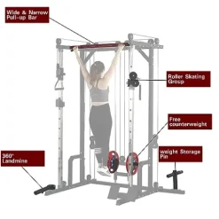 AiAigpt Squat Rack Power Cage with LAT Pulldown 1400 lb Capacity Orange+Black