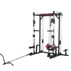 AiAigpt Squat Rack Power Cage with LAT Pulldown 1400 lb Capacity Orange+Black