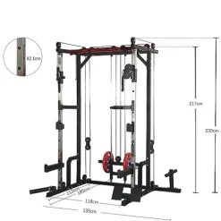 AiAigpt Squat Rack Power Cage with LAT Pulldown 1400 lb Capacity Orange+Black