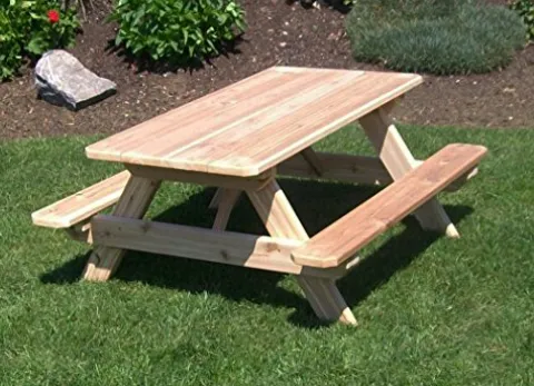 A&L Furniture Co. Kid’s Table with Umbrella Hole Cedar Stain