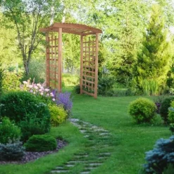 All Things Cedar 8-Ft Garden Arbor Trellis for Climbing Plants Natural