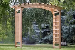 All Things Cedar 8-Ft Garden Arbor Trellis for Climbing Plants Natural