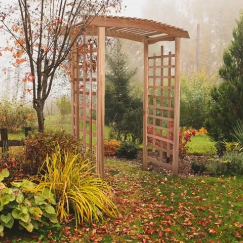 All Things Cedar 8-Ft Garden Arbor Trellis for Climbing Plants Natural