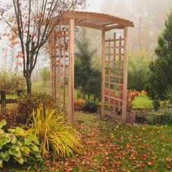 All Things Cedar PA96 Garden Arbor Red – 6-Ft Handcrafted Wooden Trellis for Climbing Plants, Easy Assembly, Weather Resistant