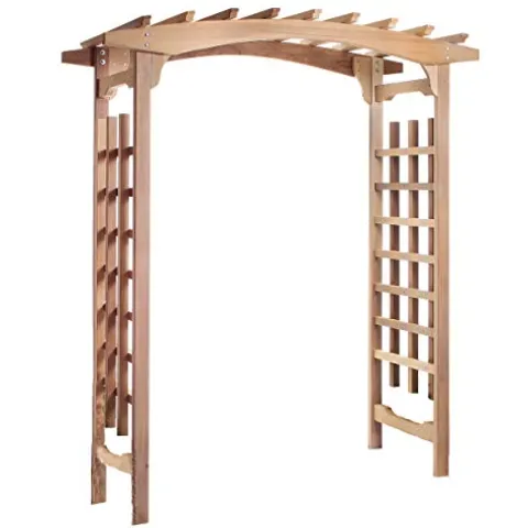 All Things Cedar PA96 Garden Arbor Red – 6-Ft Handcrafted Wooden Trellis for Climbing Plants, Easy Assembly, Weather Resistant