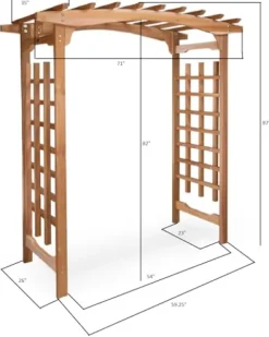 All Things Cedar PA96 Garden Arbor Red – 6-Ft Handcrafted Wooden Trellis for Climbing Plants, Easy Assembly, Weather Resistant