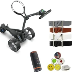 AMBA7 M5 GPS Electric Caddy Cart Bundle with Holders & Accessories Black