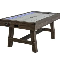 American Legend 72″ Austin Air Hockey Table LED Rails Modern Walnut Finish Electronic Scoring Grey
