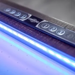 American Legend 72″ Austin Air Hockey Table LED Rails Modern Walnut Finish Electronic Scoring Grey