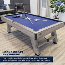 American Legend Brookdale 90” Billiard Table with Rustic Wood Finish Blue