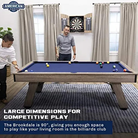 American Legend Brookdale 90” Billiard Table with Rustic Wood Finish Blue