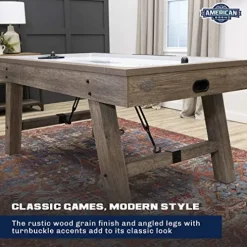 American Legend Brookdale Air-Powered Hockey Table with Rustic Wood Grain Finish Brown