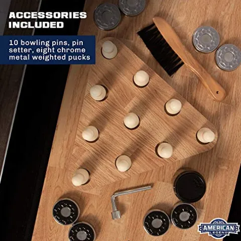 American Legend Brookdale 9’ LED Light Up Shuffleboard Table with Bowling Brown