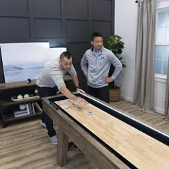 American Legend Brookdale 9’ LED Light Up Shuffleboard Table with Bowling Brown