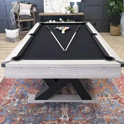American Legend Kirkwood 90” Billiard Table with Rustic Finish, K-Shaped Legs and Black Cloth Brown