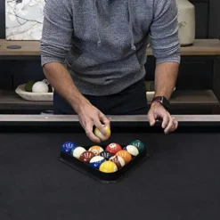 American Legend Kirkwood 90” Billiard Table with Rustic Finish, K-Shaped Legs and Black Cloth Brown