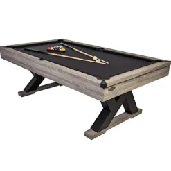 American Legend Kirkwood 90” Billiard Table with Rustic Finish, K-Shaped Legs and Black Cloth Brown