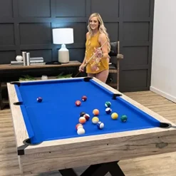 American Legend Kirkwood 84” Billiard Table Rustic Blond Finish Blue