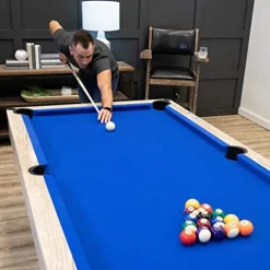 American Legend Kirkwood 84” Billiard Table Rustic Blond Finish Blue