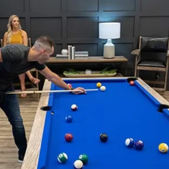 American Legend Kirkwood 84” Billiard Table Rustic Blond Finish Blue