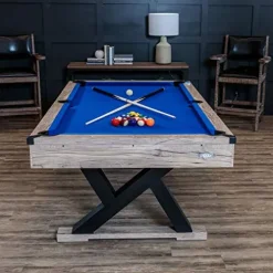 American Legend Kirkwood 84” Billiard Table Rustic Blond Finish Blue