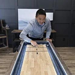 American Legend Kirkwood 9’ LED Light Up Shuffleboard Table with Bowling