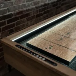 American Legend LED Shuffleboard with Buffet Top – Modern Style – Light Up LED Rails