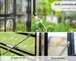 AMERLIFE 14×9.5×9 FT Hybrid Polycarbonate Greenhouse Black