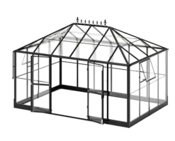 AMERLIFE 14×9.5×9 FT Hybrid Polycarbonate Greenhouse Black