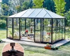 AMERLIFE 14×9.5×9 FT Hybrid Polycarbonate Greenhouse Black