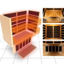 Amocane 2 Person Infrared Sauna Room with Bluetooth and Color Lights