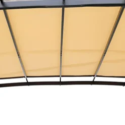 ANTSKU 12′ x 9′ Outdoor Pergola with Retractable Canopy Black Beige