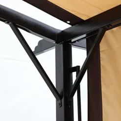 ANTSKU 12′ x 9′ Outdoor Pergola with Retractable Canopy Black Beige