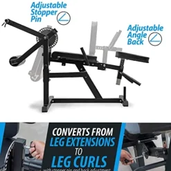ANYTHING SPORTS Heavy Duty Adjustable Leg Extension and Curl Machine 2.0 Black