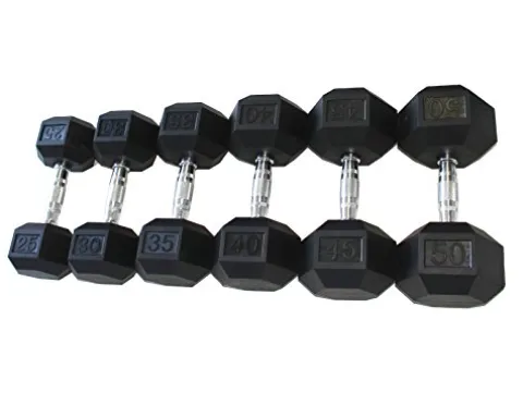 Apollo Athletics Rubber Dumbbell Set 5-50 lb Black