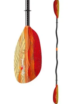 AQUA BOUND Whiskey Fiberglass Bent Shaft 2-Piece Kayak Paddle Fuego