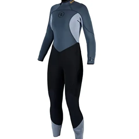 Aqua Lung Women’s AquaFlex 7mm Back-Zip Scuba Diving Wet Jumpsuit Black/Gray