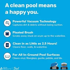 Aqua Products Sol Robotic Pool Cleaner for Inground Pools up to 36ft Multi-Colored