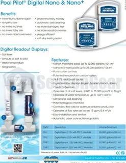 AquaCal Autopilot DNP1 Digital Nano Plus 115-volt Salt Chlorine Generator, 28000-Gallon White/Blue