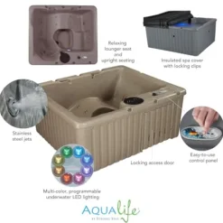 Aqualife by Strong Spas 3-4 Person Hot Tub with Hydrotherapy Jets and LED Lighting Gray Granite