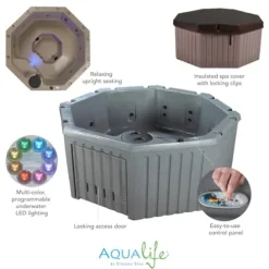 Aqualife by Strong Spas Invi Hot Tub 5-Person w/ Spa Cover & LED Lights Gray Granite