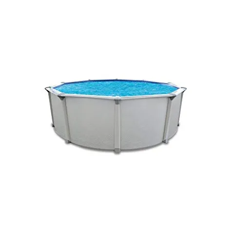 Aquarian Fuzion 24 Ft x 52 in Round Above Ground Swimming Pool Backyard Framed Pool Kit Gray
