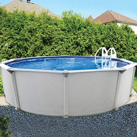 Aquarian Fuzion 24 Ft x 52 in Round Above Ground Swimming Pool Backyard Framed Pool Kit Gray